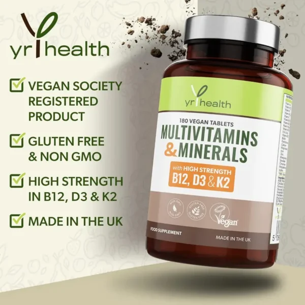 Vegan Multivitamins & Minerals with Vitamin B12, D3 & K2. - Image 3