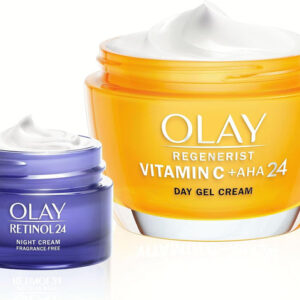 Olay Vitamin C & AHA24 Moisturiser Face Cream with Retinol Travel Size Night Cream Skin Care Set